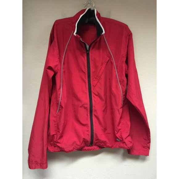 Pearl Izumi Womens Large Red Zip Up Cycling Windbreaker Jacket Lightweight Logo - Picture 1 of 8